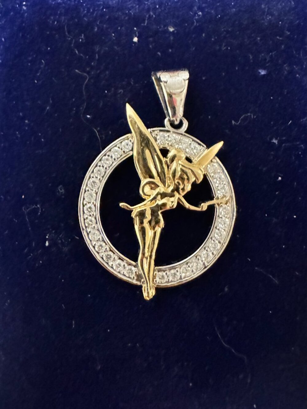 Authentic Disney 14K Gold Tinker Bell Two-Tone Silhouette Pendant